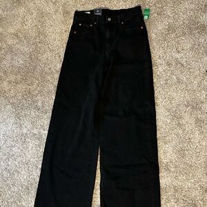 NWT GAP Black High Rise Comfort Stretch Wide Leg Jeans Size 26 / 2R